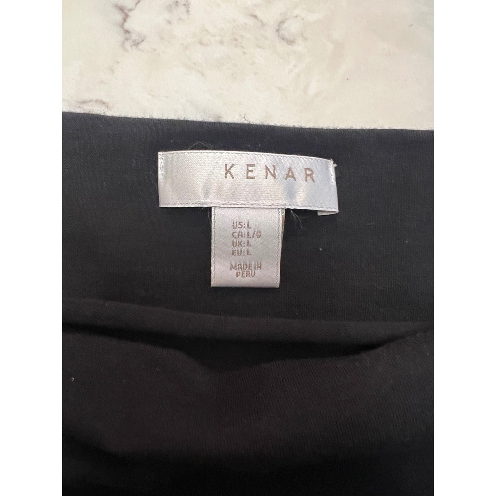Kenar Womens Black Pima Cotton Modal Boat Neck 3/4 Sleeve Top Large RN 59478 - Picture 2 of 6